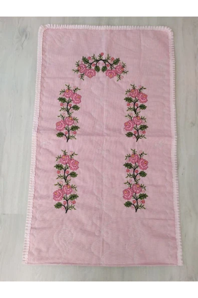 Kanaviçe Nakışlı Rose Seccade Pudra ürün görseli 1