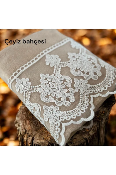 Çeyiz bahçesi Sule kadife havlu cappuçino ürün görseli 1