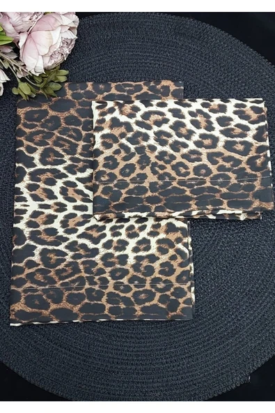 Leopar Desenli %100 Pamuk Yastık Kılıfı Kırlent 2 Adet 50*70 Cm ürün görseli 1