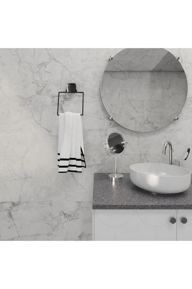 Decorev DC-5060 Dekoratif Yapıştırmalı Banyo Mutfak Metal Kare Havluluk Askı Siyah ürün görseli 1