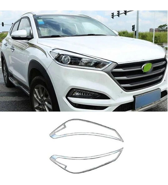 Hyundai Tucson Uyumlu 2015 2018 Ön Far Kaplama Abs (Plastik) Krom ürün görseli 1