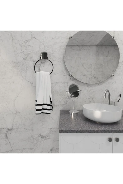 Decorev DC-5059 Dekoratif Yapıştırmalı Banyo Mutfak Metal Yuvarlak Havluluk Askı Siyah ürün görseli 1