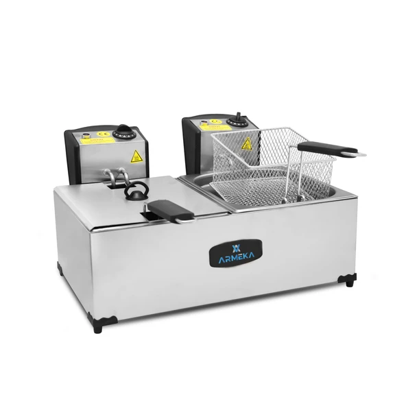 Armeka Elektrikli Fritöz 5 5 Litre Çift Hazneli Kapaklı Sanayi Tipi Fritöz ürün görseli 1