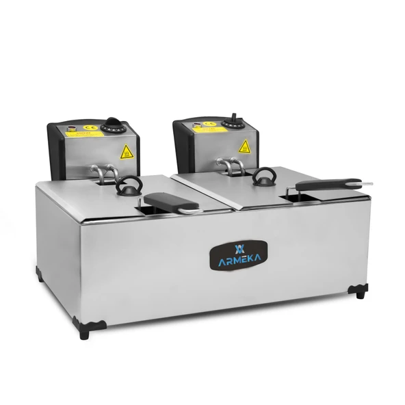 Armeka Elektrikli Fritöz 3 3 Litre Çift Hazneli Kapaklı Sanayi Tipi Fritöz Patates Kızartma ürün görseli 1