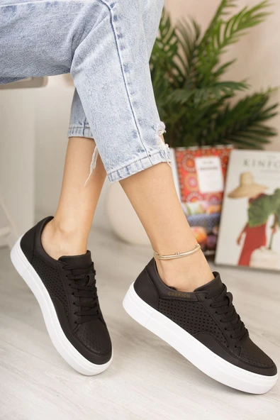Sneaker Günlük First Edition Kadın Ayakkabı Sıyah Tarz015 ürün görseli 1