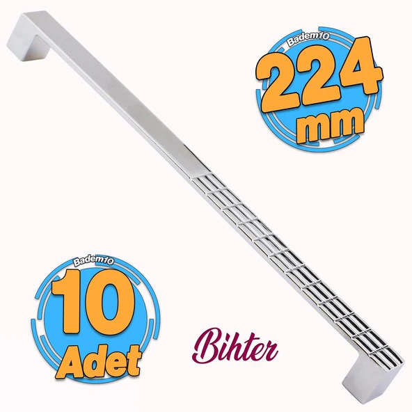 10 Adet Bihter Metal Desenli Mobilya Mutfak Dolabı Çekmece Dolap Kulpu Kulbu Krom(160 MM-16.0 CM) ürün görseli 1