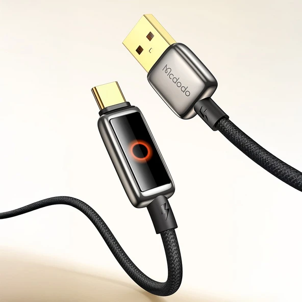 Mcdodo CA-6650 6A USB Typec Halo Solunum Işıklı Şarj Kablosu 1.2M - Siyah ürün görseli 1