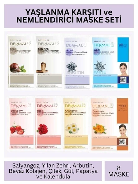 Dermal Yaşlanma Karşıtı ve Nemlendirici Kolajen Maske Seti 23gr x 8Adet ürün görseli 1