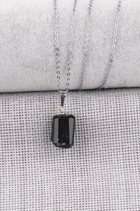Karlı Obsidyen Doğal Taş Kolye ürün görseli 1