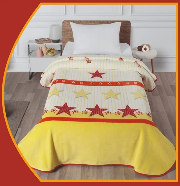 Polo Life Taraftar Yıldız Tek Kişilik Battaniye (160x220)-GS SARI KIRMIZI ürün görseli 1