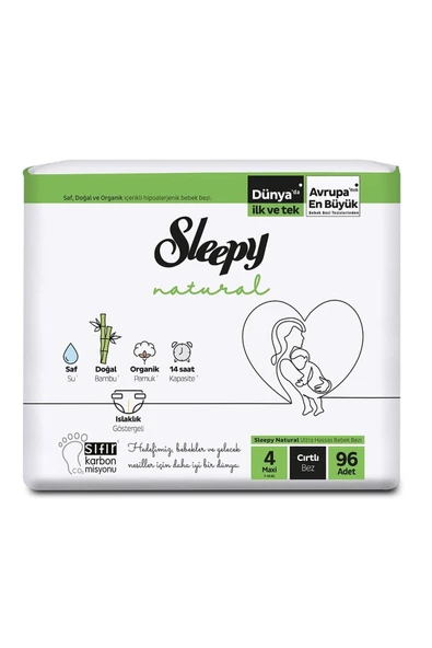 BABY Sleepy Natural Ultra Sensitive 4 Numara Bebek Bezi 96'lı