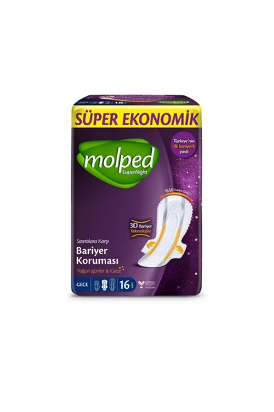 MOLPED Super Night Süper Gece Hijyenik Ped 16 Lı ürün görseli 1