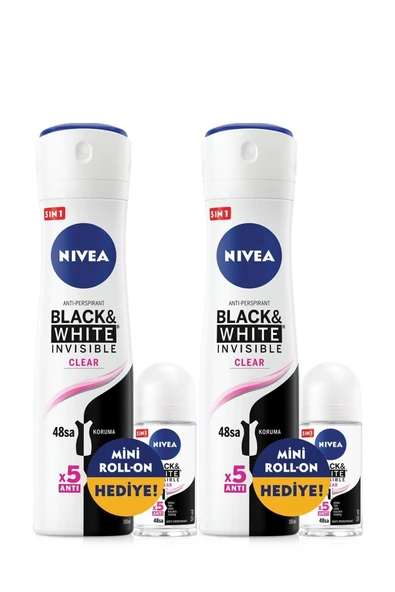 NIVEA Nıvea B&w Clear Kadın Deo Sprey 150 Ml +b&w Clear Mini Roll-on 25 Ml X2 ürün görseli 1