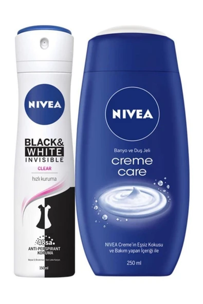 NIVEA Deodorant Kadın B&w Clear 150 M L+ Creme Care Duş Jeli 250 ml ürün görseli 1