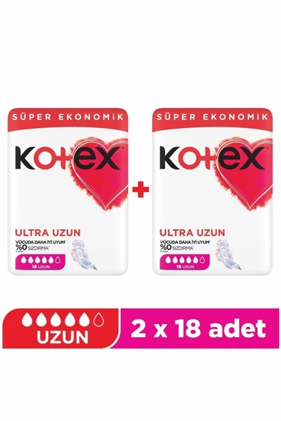 KOTEX Ped Ultra Ped Uzun 18'li x2 ürün görseli 1