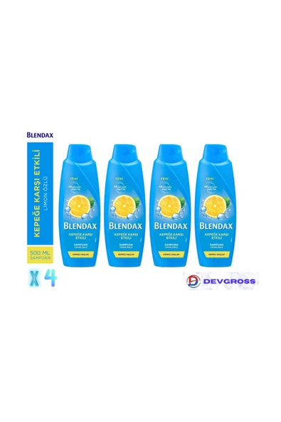 BLENDAX Kepeğe Karşı Etkili Limon Özlü Şampuan 4x500 Ml ürün görseli 1