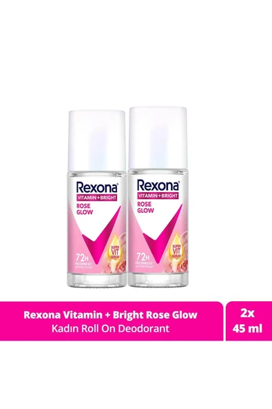 REXONA Vitamin Bright Kadın Roll On Deodorant Rose Glow 45 ml X2 ürün görseli 1
