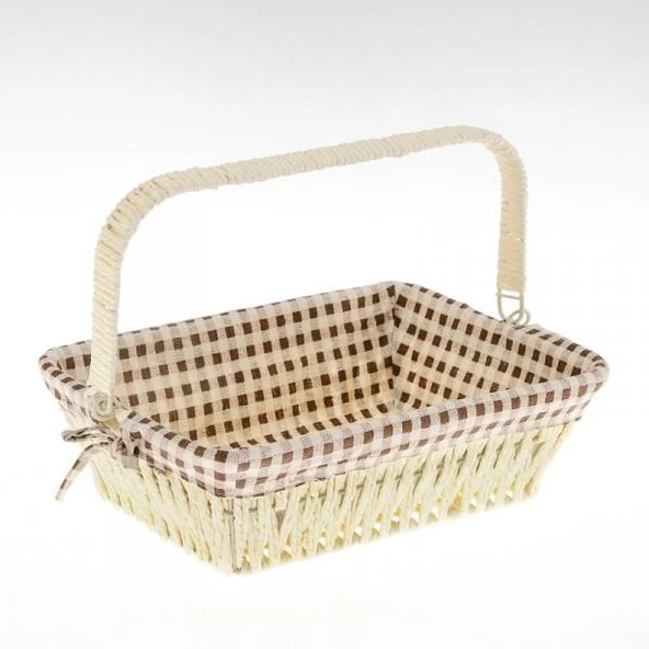 UN 8284 KREM RENGİ DİKDÖRTGEN EKMEK SEPETİ 25*17*12 CM ürün görseli 1