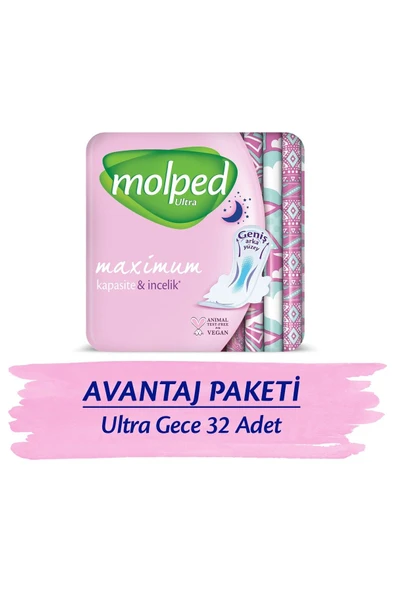 MOLPED Ultra Hijyenik Ped Anatomik Gece Süper Ekonomik 16 x 2 Ad ürün görseli 1