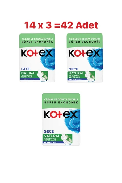 KOTEX Ped Ultra Quadro Süper Gece 14'lü 3 Paket ürün görseli 1