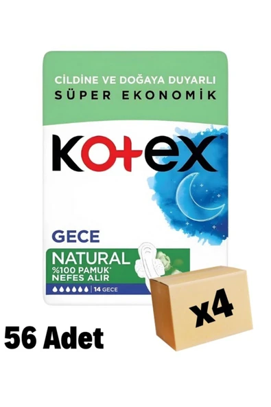 KOTEX Natural Gece Hijyenik Ped 14'lü 4 Adet ürün görseli 1