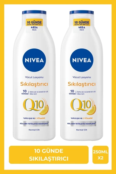 NIVEA Q10 Sıkılaştırıcı Vücut Losyonu 250ml, C Vitamini, 48 Saat Nemlendirici, Esnek Cilt, X2 Adet ürün görseli 1