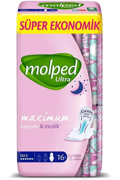 MOLPED Ultra Kuruluk Süper Ekonomik Gece Hijyenik Ped 16'lı ürün görseli 1