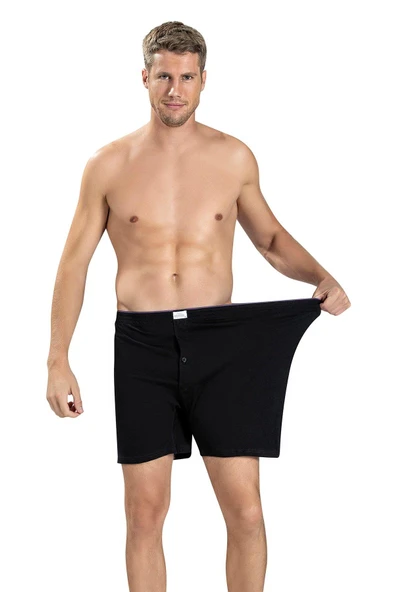 Jiber 183 Erkek Premium Büyük Beden %100 Pamuklu Rahat Kalıp Siyah-Beyaz-Gri 3'lü Boxer ürün görseli 1