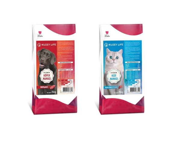 Kuzeylife Biftekli Yetişkin Köpek Maması ve Kuzu Etli ve Pirinçli Kedi Maması 15 Kg ürün görseli 1