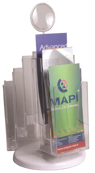 MAPİ 3 YÖNLÜ 9 RAF AFİŞ TAŞIYICI STAND (DÖNER SİSTEM) (1/3 A4) ürün görseli 1