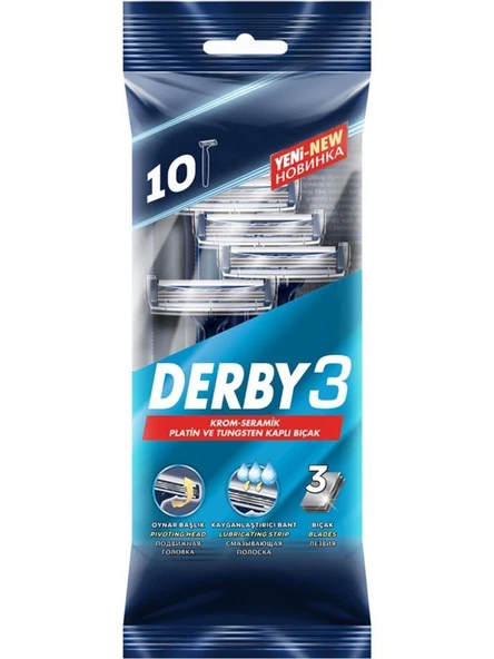 Derby Samuraı Plus 3 Bıçaklı Traş Bıçağı 10lu ürün görseli 1