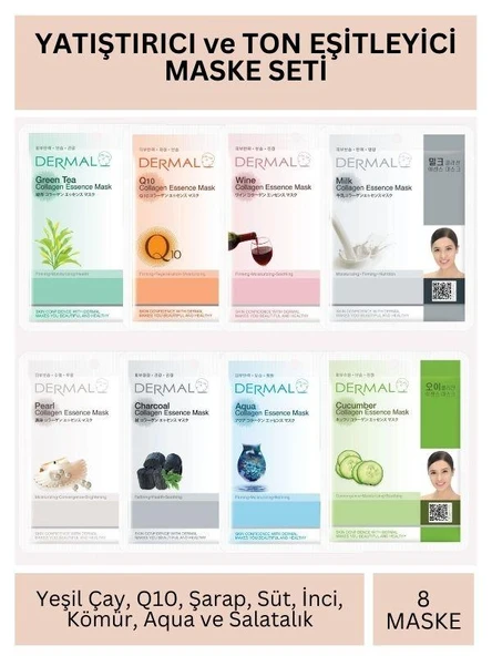 Dermal Yaşlanma Karşıtı ve Ton Eşitleyici Kolajen Maske Seti 23gr x 8Adet ürün görseli 1