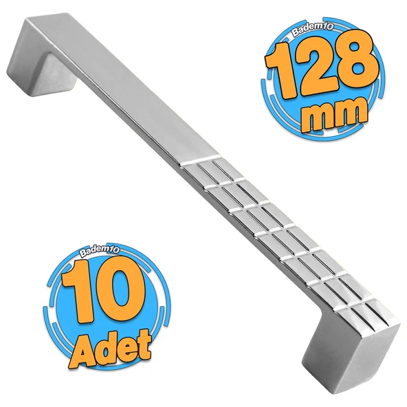 10 Adet Bihter Desenli Metal Mobilya Mutfak Dolabı Çekmece Dolap Kapak Kulpu Kulp Kulbu Krom 128 Mm ürün görseli 1