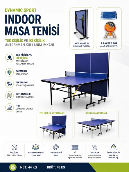 Dynamic Sport Katlanabilir Masa Tenisi Masası ürün görseli 1