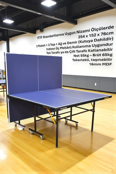 Dynamic Delux Lite Indoor Masa Tenisi Masası - 16MM - 2 Raket, 3 Top ve Ağdemir Hediyeli ürün görseli 1