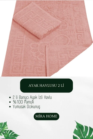 2 li Ayak İzli Banyo Ayak Havlusu %100 Pamuklu Renkli 50X70 Cm Menom ürün görseli 1