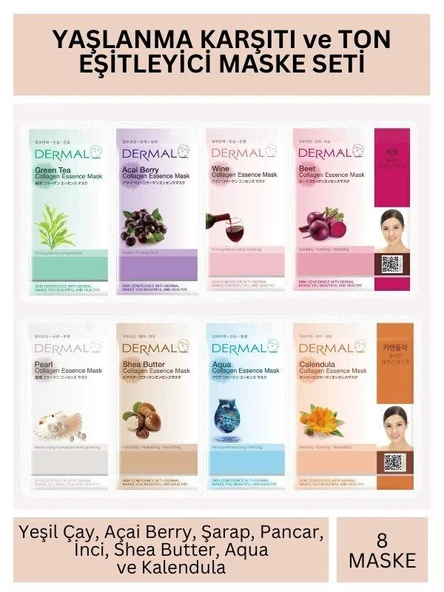 Dermal Yaşlanma Karşıtı ve Ton Eşitleyici Kolajen Maske Seti 23gr x 8Adet ürün görseli 1