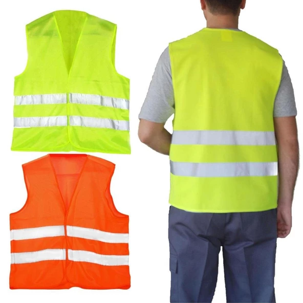 Fosforlu Reflektörlü İkaz Yeleği 5 Cm Reflektörlü (Sarı-Turuncu) ürün görseli 1