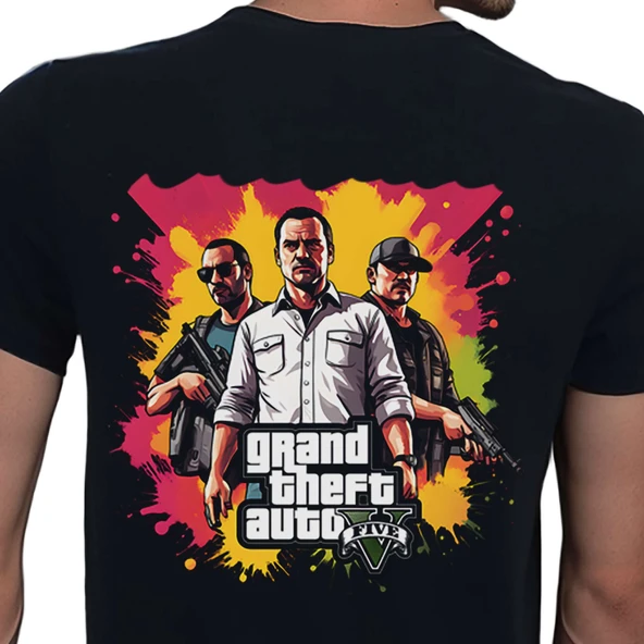 GTA T-shirt %100 Pamuklu Siyah Penye Basic Erkek Tişört ürün görseli 1
