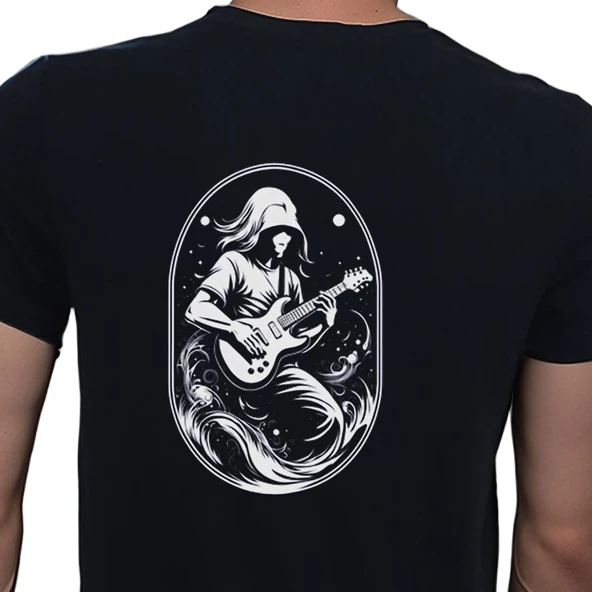 Elip Guitar T-shirt %100 Pamuklu Siyah Penye Basic Erkek Tişört ürün görseli 1
