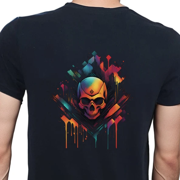 Skull T-shirt %100 Pamuklu Siyah Penye Basic Erkek Tişört ürün görseli 1