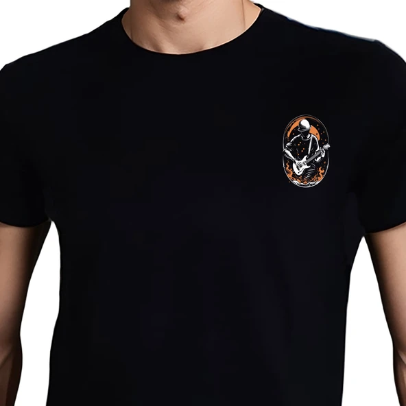 Elip Guitar T-shirt %100 Pamuklu Siyah Penye Basic Erkek Tişört ürün görseli 1