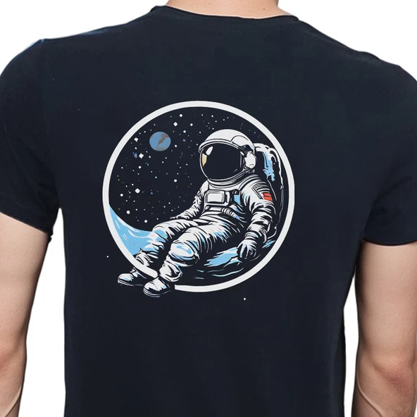 Man On The Moon T-shirt %100 Pamuklu Siyah Penye Basic Erkek Tişört ürün görseli 1