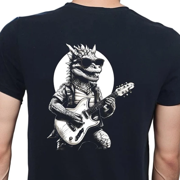 Guitar T-shirt %100 Pamuklu Siyah Penye Basic Erkek Tişört ürün görseli 1