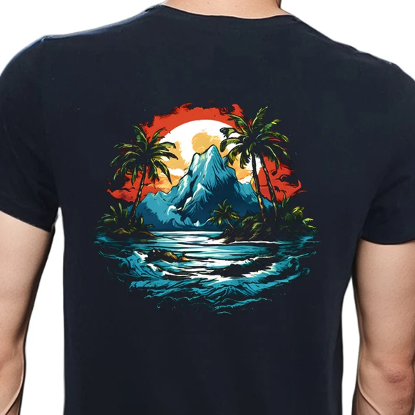 Island T-shirt %100 Pamuklu Siyah Penye Basic Erkek Tişört ürün görseli 1