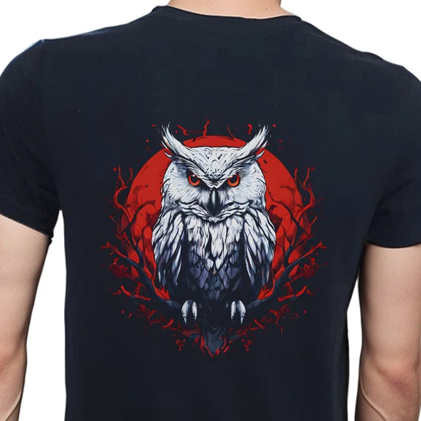 Owl T-shirt %100 Pamuklu Siyah Penye Basic Erkek Tişört ürün görseli 1