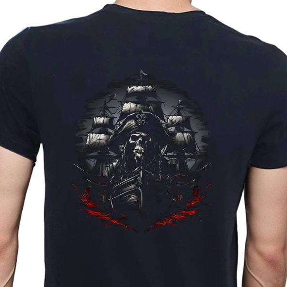 Pirate T-shirt %100 Pamuklu Siyah Penye Basic Erkek Tişört ürün görseli 1