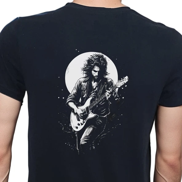 To The Moon And Back T-shirt %100 Pamuklu Siyah Penye Basic Erkek Tişört ürün görseli 1