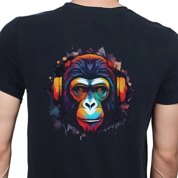 Splash Animal T-shirt %100 Pamuklu Siyah Penye Basic Erkek Tişört ürün görseli 1