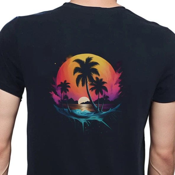 Hawaii T-shirt %100 Pamuklu Siyah Penye Basic Erkek Tişört ürün görseli 1